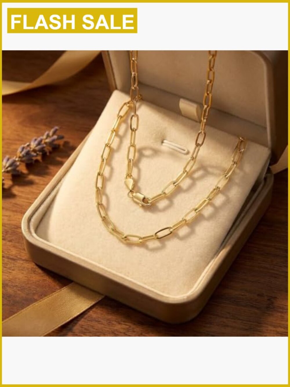 14K Gold Plated Paperclip Chain Necklace - Tarnish Resistant, Layering Jewelry - Picture 6 of 7